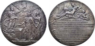 Лот №934, Медаль 1900 года. В память закладки моста Александра III в Париже.