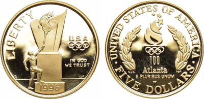 Лот №118,  США. 5 долларов 1996 года. .