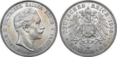 Лот №47,  Германская империя. Королевство Пруссия. Король Вильгельм II. 5 марок 1903 года.