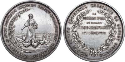 Лот №665, Наградная медаль 1896 года. Российского общества сельскохозяйственного птицеводства 