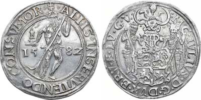 Лот №86,  Священная Римская империя. Княжество Брауншвейг-Вольфенбюттель. Герцог Юлий Брауншвейг-Вольфенбюттельский. Лихталер 1582 года.
