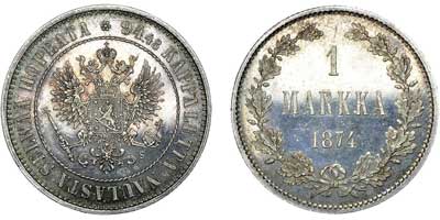 Лот №86, 1 марка 1874 года. S.