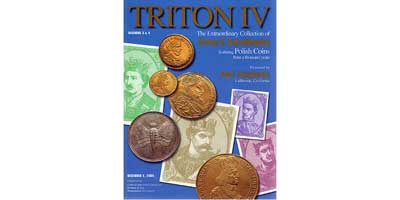 Лот №664, Classic Numismatic Group, New York. 6 December 2000 in New York Basel, 1965 года. Triton IV. The Extraordinary Collection of Henry V. Karolkiewicz Featuring Polish Coins from a Thousand Years..