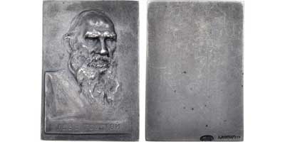 Лот №679, Плакета на смерть Л.Н. Толстого 1910 года.
