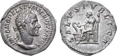 Лот №33,  Римская Империя. 
Император Макрин (217-218). 
Денарий 217 года..