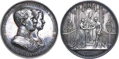 Лот №67,  Австро-Венгрия. Медаль 1854 года. Свадьба Франца-Иосифа Австрийского и Елизаветы Баварской.
