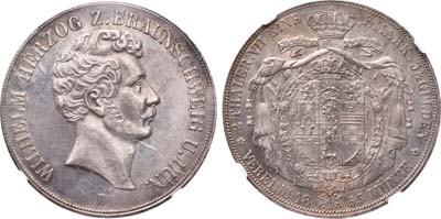 Лот №68,  Германский Союз. Герцогство Брауншвейг. Герцог Вильгельм. 2 талера 1855 года. .