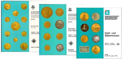 Лот №963,  Лот из 3-х аукционных каталогов фирмы Schweizerische Bankverein (Базель).