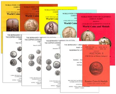 Лот №978,  Лот из 10 аукционных каталогов фирмы World-Wide Coins of California легендарного Джеймса Элмена. Санта-Роза, 1982-2013гг..