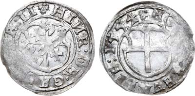 Лот №11,  Ревель. Ливонский орден. Магистр Генрих фон Галлен. Ревель. 1 фердинг 1554 года.