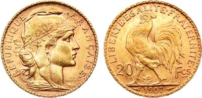 Лот №33,  Французская Республика. 20 франков 1907 года..