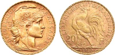 Лот №36,  Французская Республика. 20 франков 1910 года..