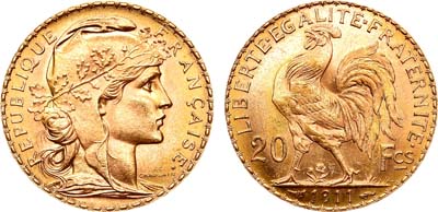 Лот №37,  Французская Республика. 20 франков 1911 года..