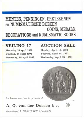Лот №1106,  A.G. van der Dussen b.v.. Coins, Medals, Decorations and numismatic books. (Монеты, медали, ордена и нумизматическая литература), Аукцион 17.