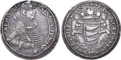 Лот №30,  Княжество Трансильвания. Великий князь Сигизмунд Баторий. Талер 1592 года.