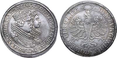 Лот №44,  Священная Римская Империя. Австрия. Эрцгерцог Леопольд  и Клавдия. Двойной талер (1626) года.