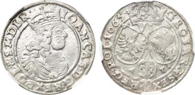 Лот №55,  Речь Посполитая. Королевство Польша. Король польский и великий князь литовский Ян Казимир II. 6 грошей 1665 года.