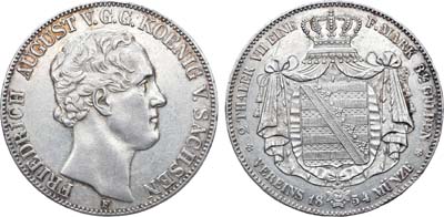 Лот №84,  Германия. Королевство Саксония. Король Фридрих Август II. Двойной талер 1854 года.