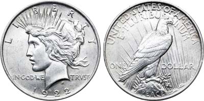 Лот №90,  США. 1 доллар 1922 года.