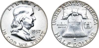 Лот №97,  США. 50 центов 1957 года.