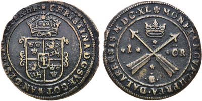 Лот №19,  Швеция. Королевство. Королева Кристина (1632-1654). 1 эре 1640 года.