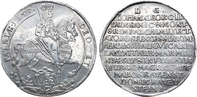 Лот №24,  Германия Курфюршество Саксония ( Альбертинская линия). Курфюрст Иоганн Георг II. Викариатный талер 1657 года.