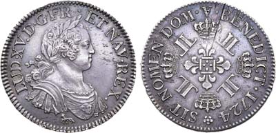 Лот №31,  Франция. Королевство. Король Людовик XV. Экю 1724 года.