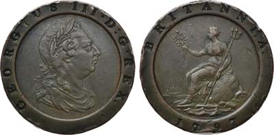 Лот №38,  Великобритания. Королевство. Король Георг III. 2 пенса 1797 года.