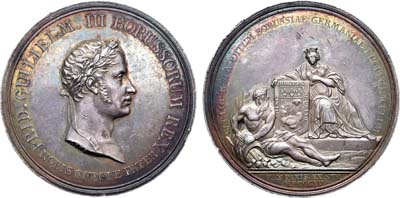Лот №41,  Королевство Пруссия. Король Фридрих Вильгельм III. Медаль в память заключения Парижского мирного договора.