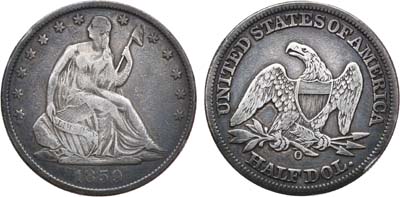 Лот №75,  США. 1/2 доллара 1859 года.