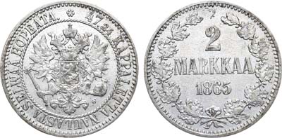 Лот №1034, 2 марки 1865 года. S.
