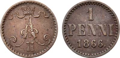 Лот №1038, 1 пенни 1866 года.