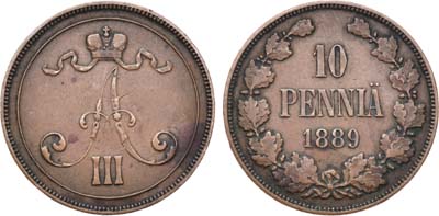 Лот №1085, 10 пенни 1889 года.