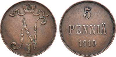 Лот №1165, 5 пенни 1910 года.