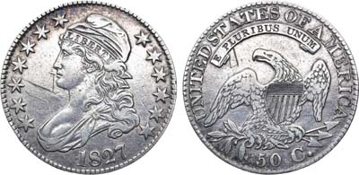 Лот №27,  США. 1/2 доллара (50 центов) 1827 года.