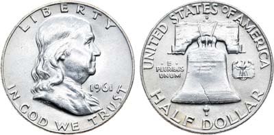 Лот №63,  США. 1/2 доллара (50 центов) 1961 года.