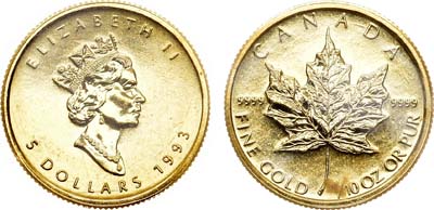 Лот №74,  Канада. 5 долларов 1993 года.