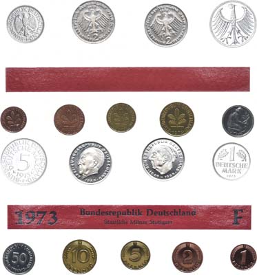 Лот №17, Набор 1973 года. из 9 монет ФРГ.