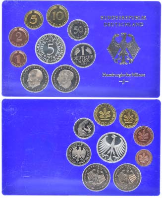 Лот №18, Набор 1974 года. из 9 монет ФРГ.