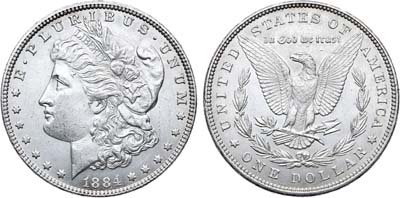 Лот №26,  США. 1 доллар 1884 года.
