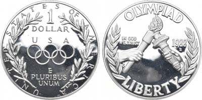 Лот №36,  США. 1 доллар 1988 года. XXIV летние Олимпийские Игры. Сеул 1988 год.