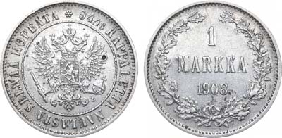 Лот №820, 1 марка 1908 года. L.