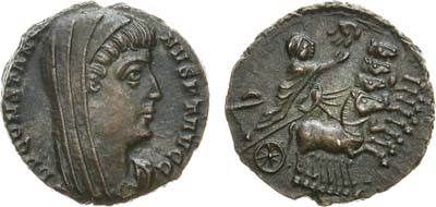Лот №18,  Римская Империя. Император Константин Клавдий I. Фоллис 337-340 гг.