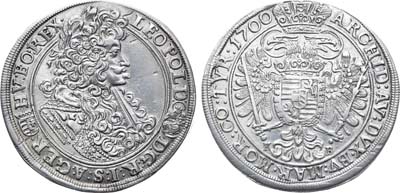 Лот №26,  Венгрия. Священная Римская Империя. Император Леопольд I. 1/2 талера 1700 года.