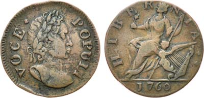 Лот №27,  Ирландия. Король Георг III. 1/2 пенни 1760 года.