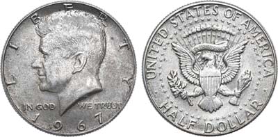 Лот №62,  США. 1/2 доллара (50 центов) 1967 года.