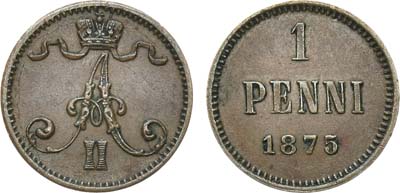 Лот №805, 1 пенни 1875 года.