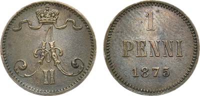 Лот №806, 1 пенни 1875 года.