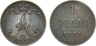 Лот №836, 1 пенни 1884 года.