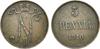 Лот №935, 5 пенни 1910 года.